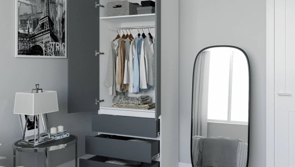 Шафа Морелі Т211 2 дверна білий з трубою 80 см 2