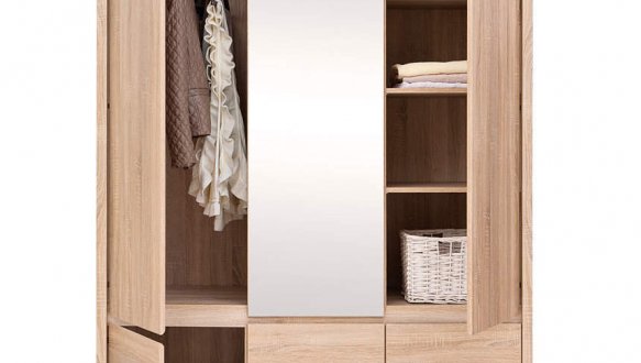 Шкаф SZF5D2S BRW Poland Kaspian 3 дверный дуб сонома 154 см