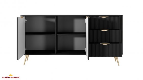 Комод 2D3S/163 Чорний/Золоті ніжки Lante 2