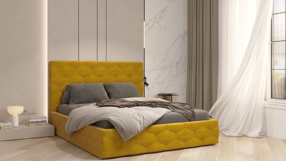 Ліжко м'яке Za House Furniture Модена з підйомним механізмом та нішею для білизни
