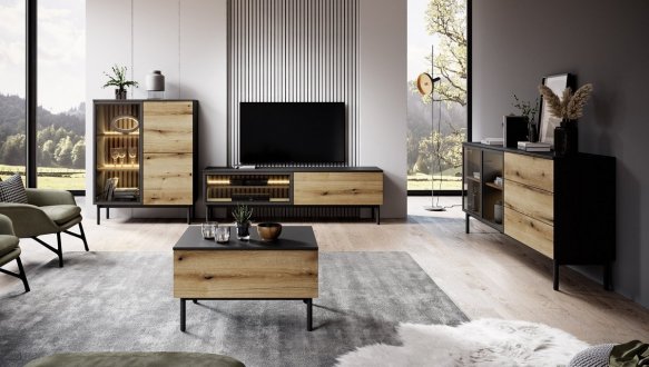 Тумба під ТВ Lang/Ланг RTV180 2D Чорний/Дуб евок Perfect Home Ширина 180 см 4