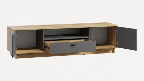 Тумба під ТВ Kuba/Куба RTV176 Дуб Аппалачі/Антрацит Moreli Ширина 176 см 0