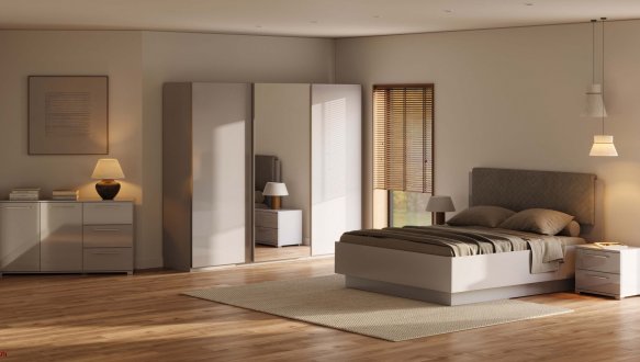 Модульная спальня Megi/Меги Миромарк Глянец шиншилла серый 0