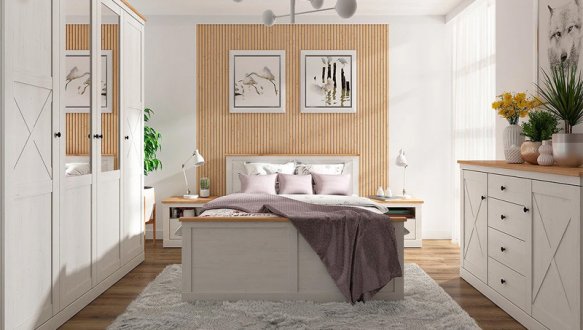 Спальня Frija/Фрия BRW Poland №1 со шкафом 4D и тумбами