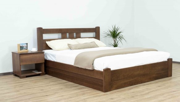 Ліжко дерев'яне низьке узніжжя Дрімка Геракл з підйомним механізмом та нішею для білизни Бук