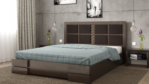 Кровать деревянная с мягкой вставкой ArborDrev Кардинал II Сосна / Бук 6