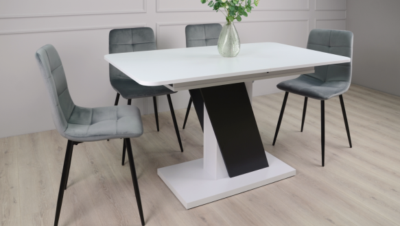 Стіл розкладний Carvelo Інтарасіо Біла Аляска/Чорний Уніколор 140/180 см 0