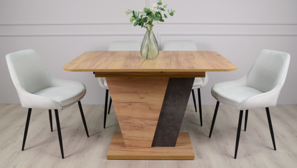 Стол кухонный раскладной FOREST D/A Интарсио Дуб Крафт Золотой/Ателье Темный 120/160 см 2