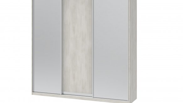 Шкаф-купе с зеркалом Дорос Сити Лайт белое дерево 3 дверный 225 см