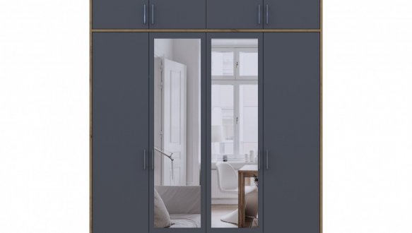 Шкаф для одежды Дорос Ронди графит с высокой антресолей и зеркалом 4 дверный 160 см 2