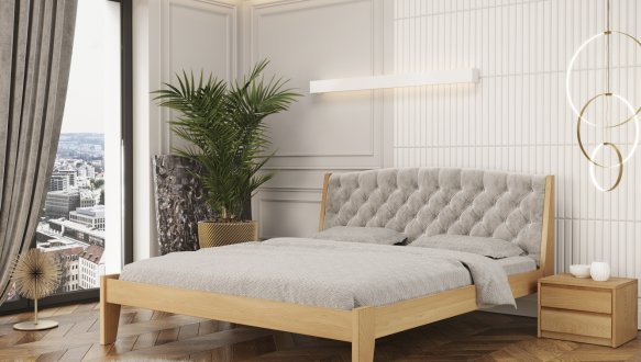 Ліжко дерев'яне з м'якою вставкою Лев Токіо Нове масив Бук 2