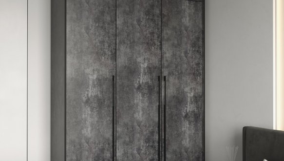 Шкаф Морели R-0015 Рамо 3 дверный бетон темный с полками 150 см 0