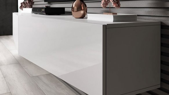 Тумба под ТВ Slant Vigo/Слант Виго RTV90 Белый мат/Белый глянец Cama Ширина 90 см 2