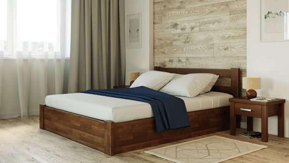 Ліжко дерев'яне Лев Соня з підйомним механізмом і нішею для білизни масив Бук