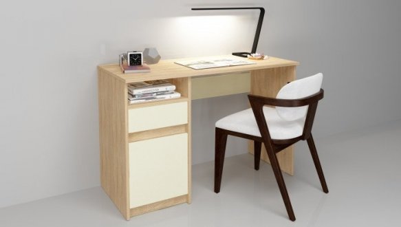 Компьютерный стол Jusk A/Юск А Интарсио Миндаль/Дуб Сонома 120 см 3