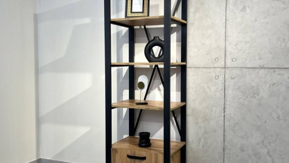 Стеллаж LOFT 600 1Д Дуб Сонома / Чёрный мат MebliRoMax 0