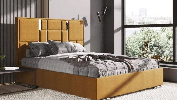 Ліжко м'яке Городок меблі Сапфір з підйомним механізмом та нішею для білизни