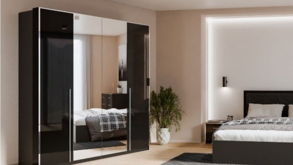 Шафа 4 дв Міромарк Енні 4 дверна чорний 183 см 12