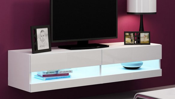 Тумба под ТВ Vigo / Виго RTV140 Белый мат/Белый глянец Cama Ширина 140 см