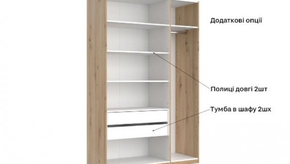 Шкаф 3дв с зеркалом Миромарк Тедди 3 дверный дуб артизан 135 см 7