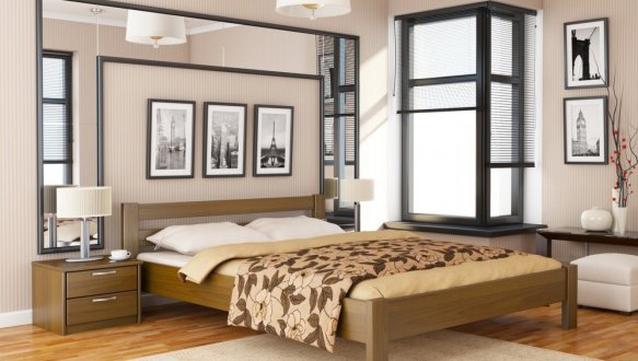 Ліжко дерев'яне Естелла Рената / Серія Тесса Щит / Масив Бук 14