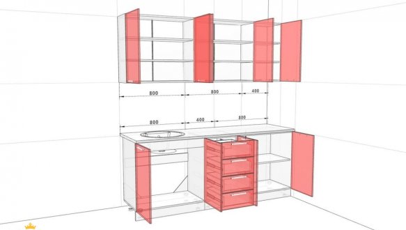 Кухонний комплект Фарбований високий глянець 2,0 м 0