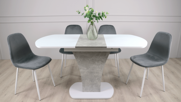 Стол обеденный Sheridan Интарсио Белая Аляска/Индастриал Раскладной 110/145 см 0