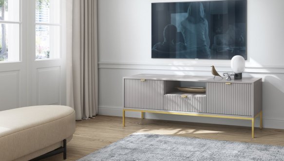 Тумба под ТВ Nova/Нова RTV154 Серый золотые ножки Perfect Home Ширина 154 см