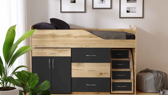 Ліжко кімната зі столом №5 Viorina deko Корпус Дуб Тахо 3