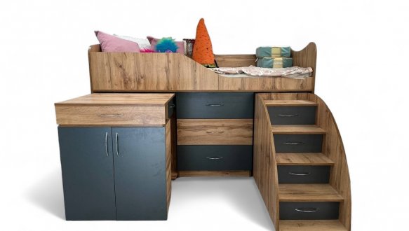 Ліжко кімната зі столом №5 Viorina deko Корпус Дуб Тахо 10