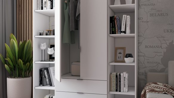 Комплект Дорос Гелар белый с 2 ​​Этажерками 2 ДСП 153,9 см