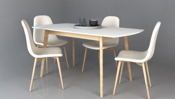 Стіл Exen II / Ексен II Інтарсіо Білий Розкладний 120/160 см 0