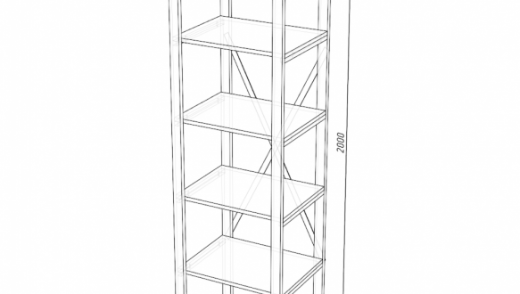 Стеллаж LOFT 600 Дуб Сонома / Чёрный мат MebliRoMax 3