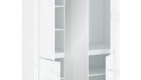 Шафка з дзеркалом Мебельбос 5d [F] 3 дверна білий глянець Lingo 151 см 0