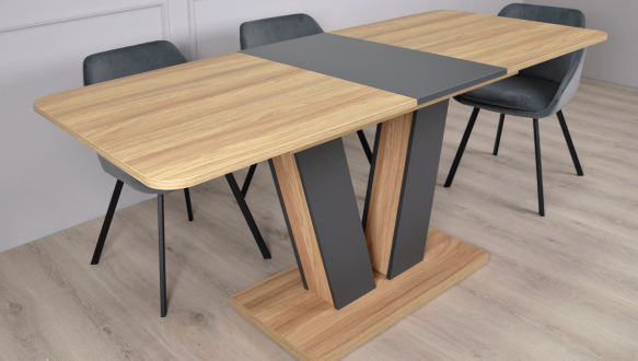 Стіл Torino Wood/Торіно Вуд Інтарсіо Блеквуд Ячмінний/Графіт Розкладний 140/180 см 3