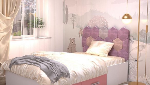 Кровать Холидей с мягкой панелью соты