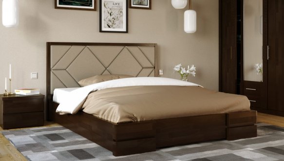 Кровать деревянная с мягкой вставкой ArborDrev Тиффани Сосна / Бук 0