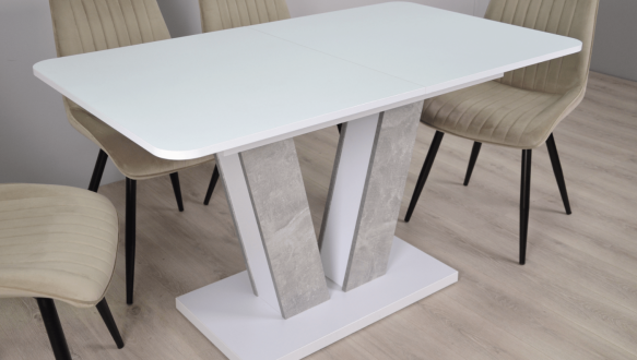 Стіл Torino White / Торіно Аляска Інтарсіо Біла аляска РЕ/Індастріал Розкладний 140/180 см 2