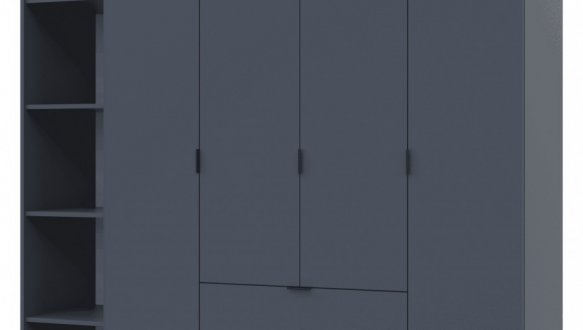 Шкаф Дорос Гелар четырёхдверный с этажеркой Графит 193 см 2