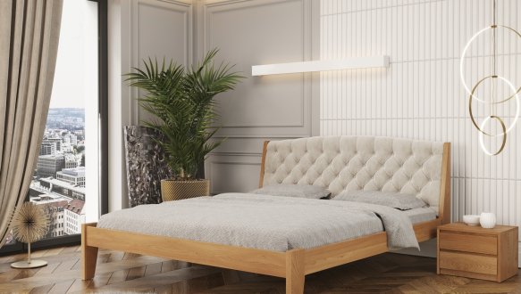 Ліжко дерев'яне з м'якою вставкою Лев Токіо Нове масив Бук 3