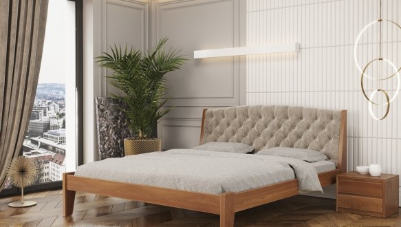 Ліжко дерев'яне з м'якою вставкою Лев Токіо Нове масив Бук 4