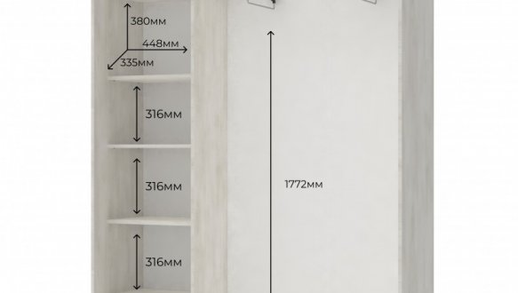 Шафа-купе з зеркалом Дорос Сіті Лайт біле дерево 2 дверна 150 см 2