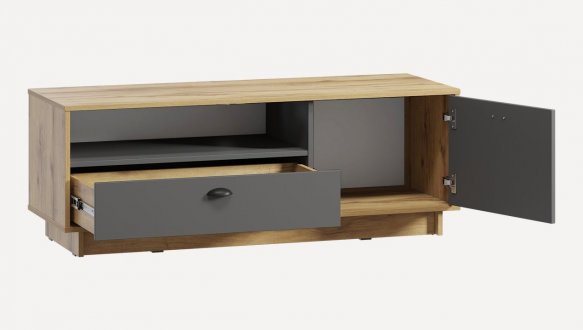 Тумба під ТВ Kuba/Куба RTV128 L/P Дуб Аппалачі/Антрацит Moreli Ширина 128 см 1