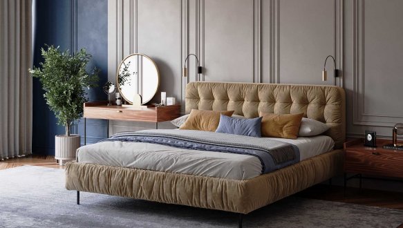 Ліжко двоспальне м'яке Woodsoft Marsala / Марсала з підйомним механізмом та нішею для білизни