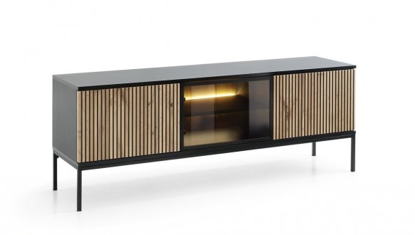 Тумба под ТВ Сенто/Sento RTV154 Чёрный/дуб вотан Perfect Home Ширина 153 см 5