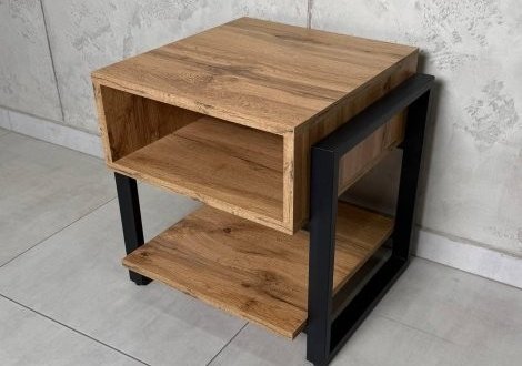 Тумба прикроватная LOFT Line Дуб сонома / Чёрный мат MebliRoMax 2