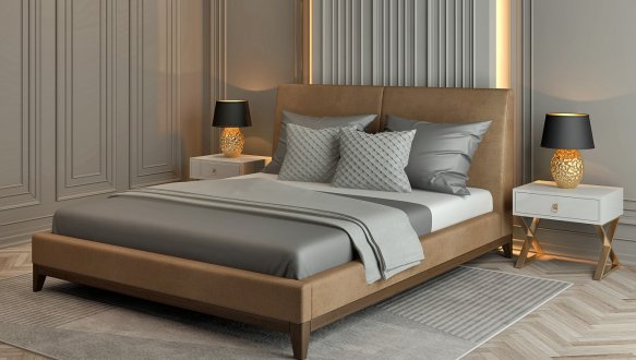 Кровать мягкая двуспальная Лев Кальяри 2