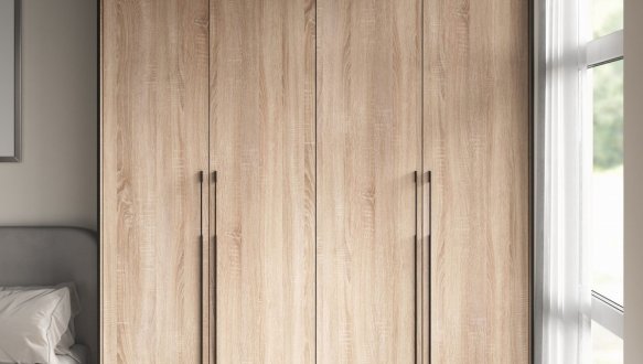 Шкаф Морели R-0019 Рамо 4 дверный сонома со штангой и полками 197см 0