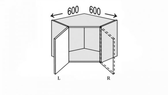 Секція верхня ліва КутВ 45° 600х600/450 1дв Pro Blum Міленіум