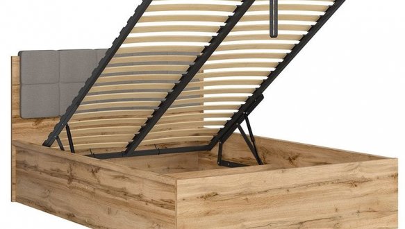 Кровать двуспальная с мягким изголовьем BRW Poland LOZ/140/B Tetrix / Тетрикс с подьемним механизмом и нишей для белья ДСП 7